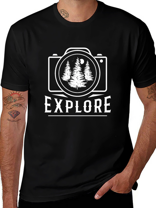 Explore Nature Camera Graphic Tee - Black