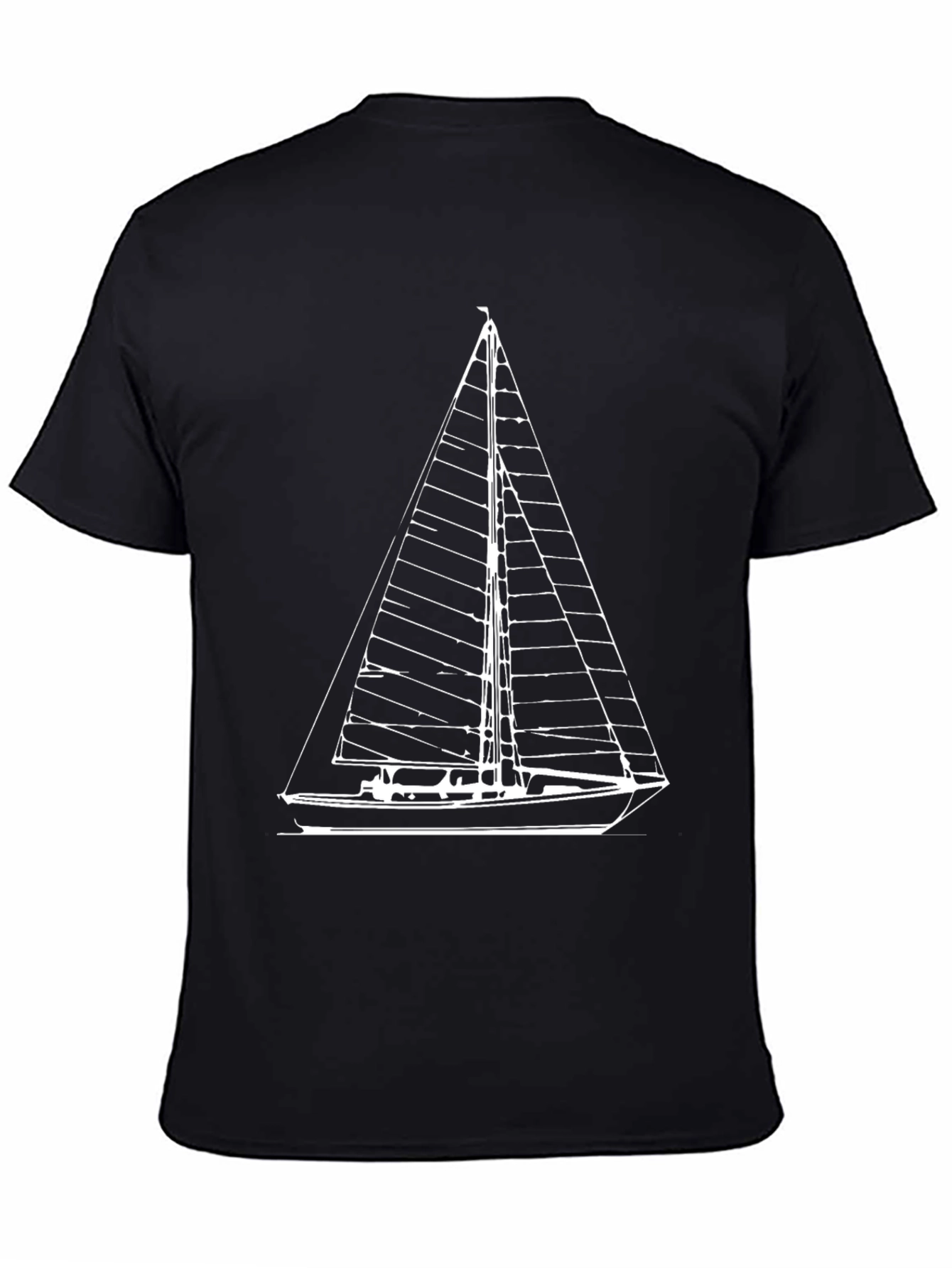 Sailing Graphic Tee - Black Cotton Boat Shirt