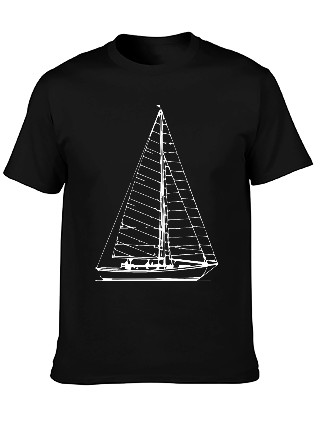 Sailing Graphic Tee - Black Cotton Boat Shirt