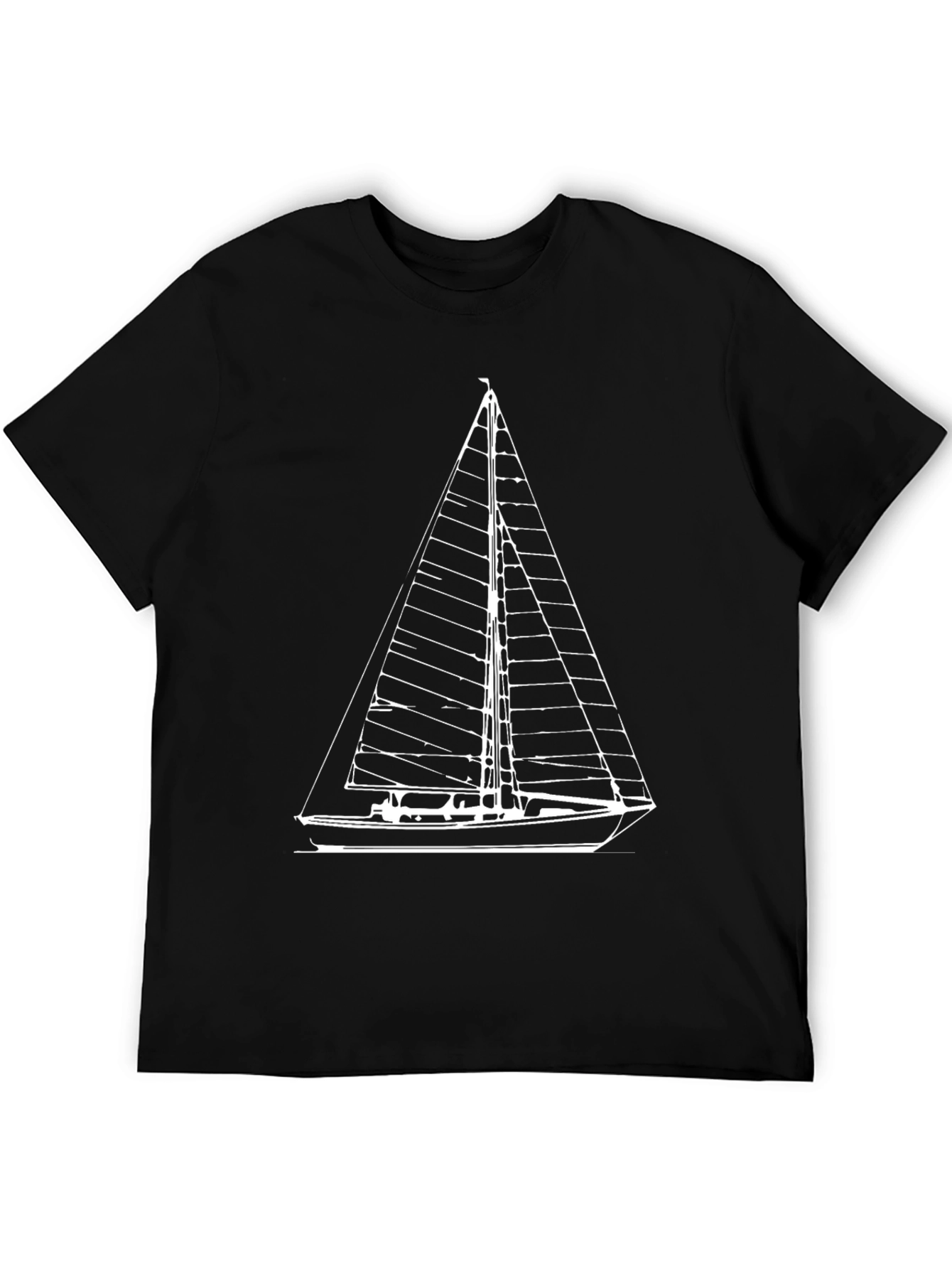 Sailing Graphic Tee - Black Cotton Boat Shirt