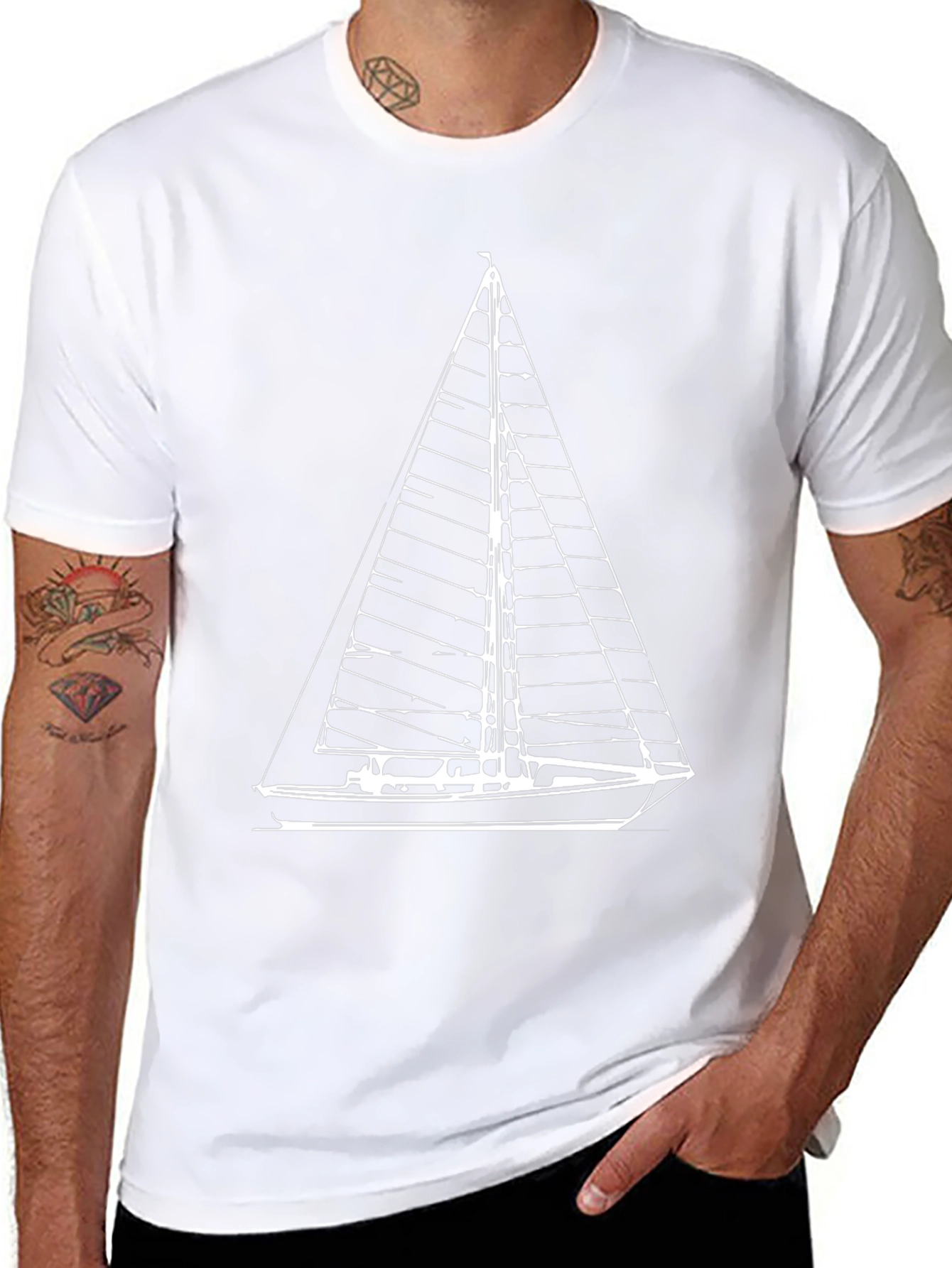 Sailing Graphic Tee - Black Cotton Boat Shirt