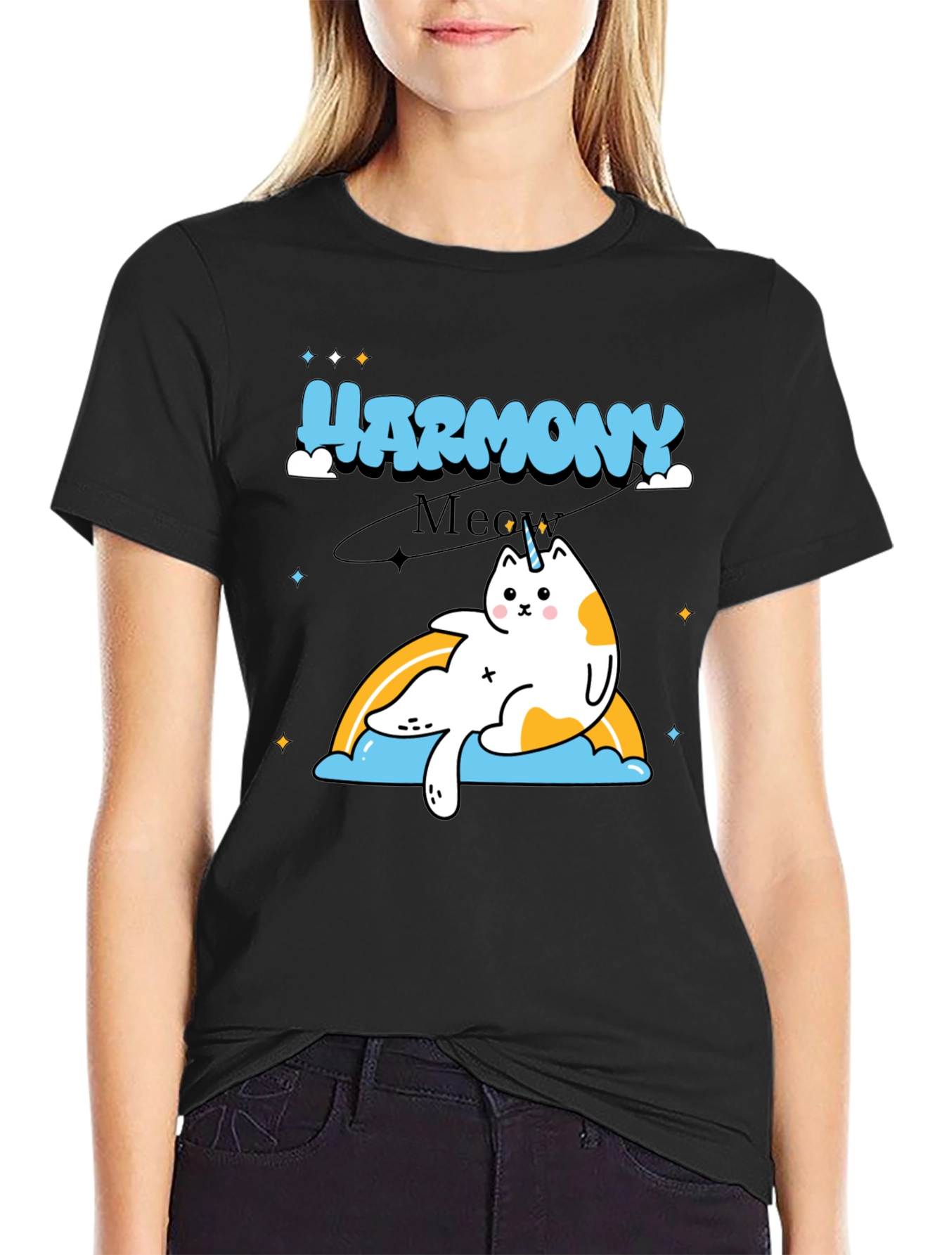 Harmony Meow Unicorn Graphic T-Shirt
