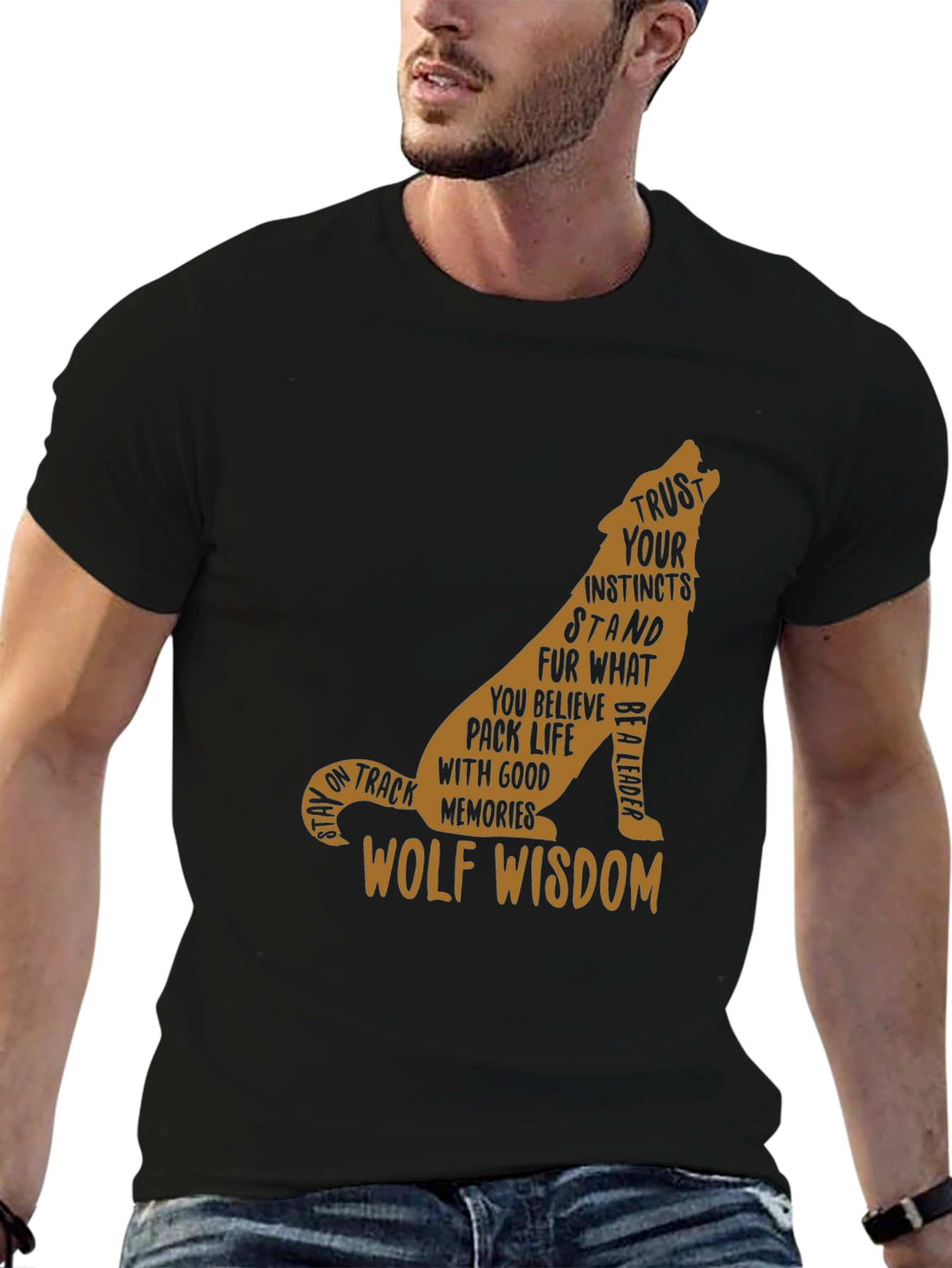 Wolf Wisdom Graphic Tee - Black