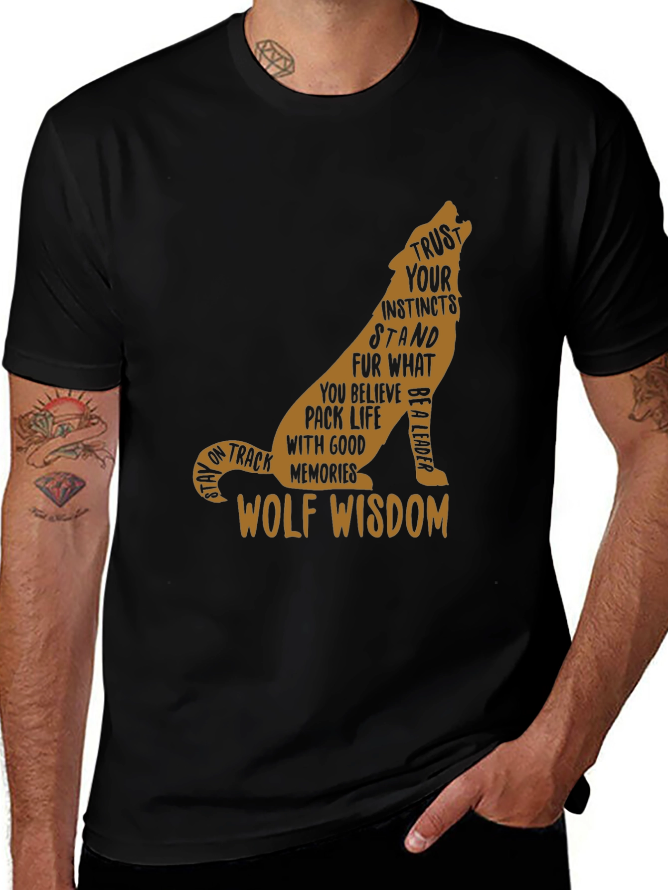 Wolf Wisdom Graphic Tee - Black
