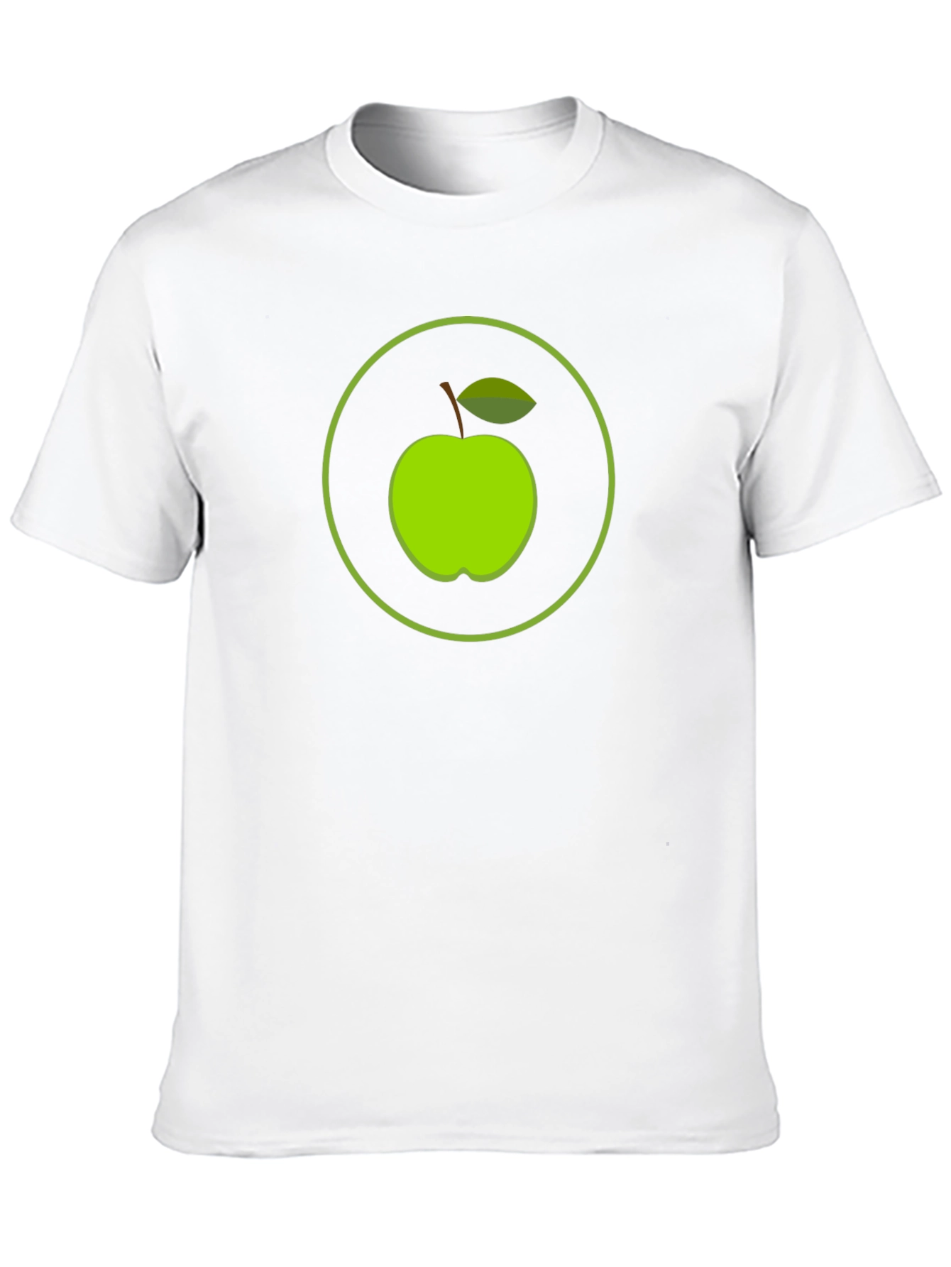 Green Apple Circle Graphic Black T-Shirt