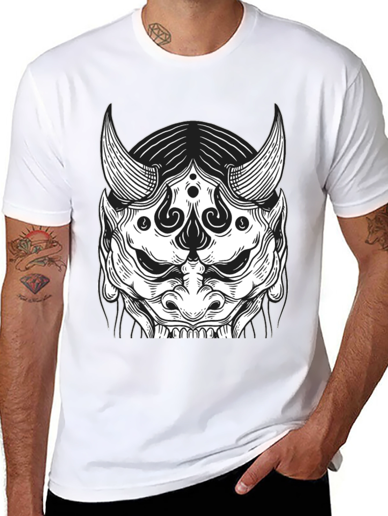Black Oni Mask Graphic Tee