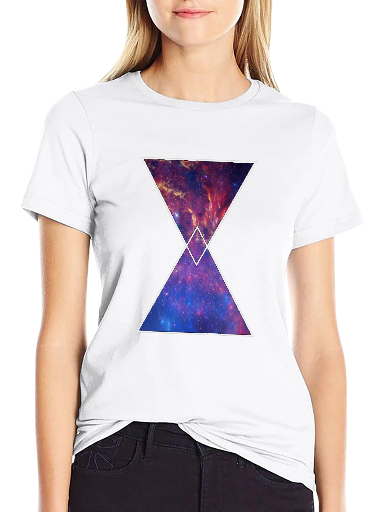 Galaxy Hourglass Graphic T-Shirt - Trendy Space Tee