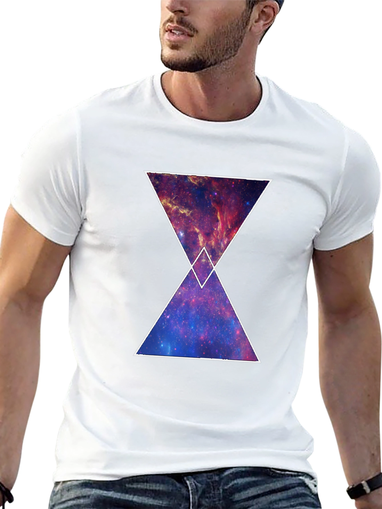 Galaxy Hourglass Graphic T-Shirt - Trendy Space Tee