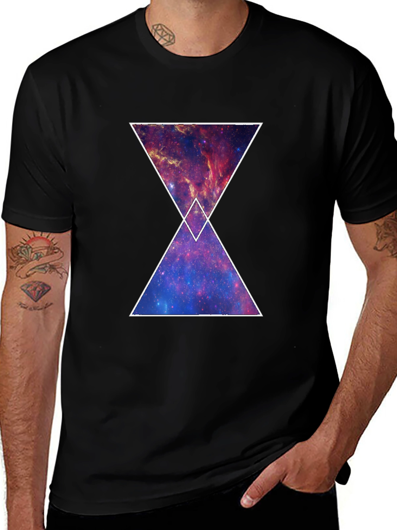 Galaxy Hourglass Graphic T-Shirt - Trendy Space Tee