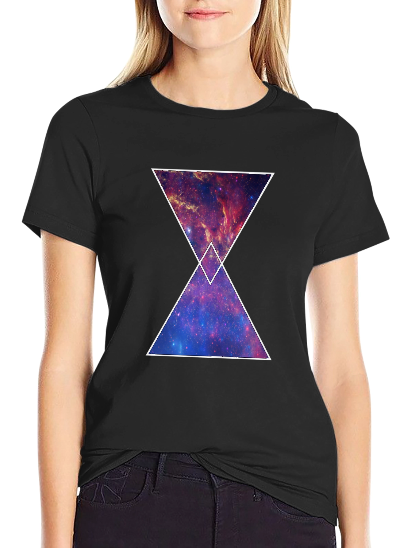 Galaxy Hourglass Graphic T-Shirt - Trendy Space Tee