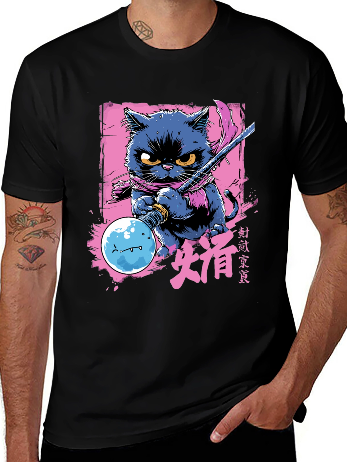Samurai Cat T-Shirt - Unique Graphic Tee