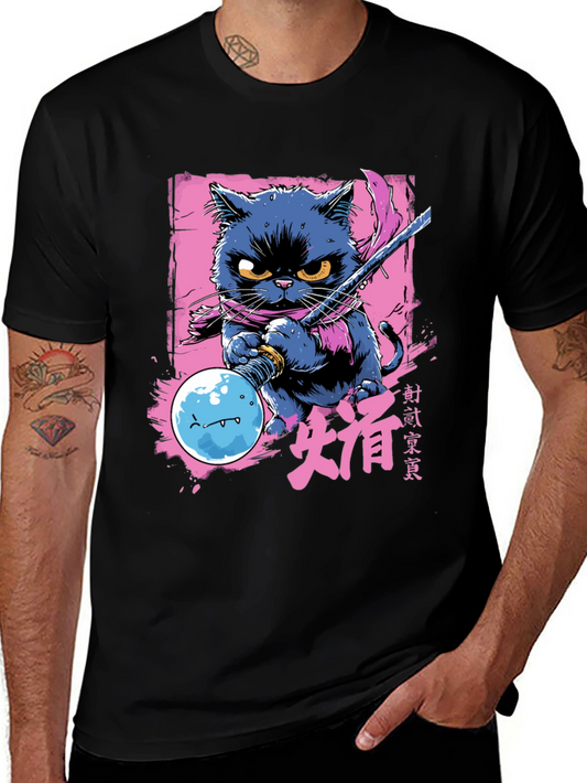 Samurai Cat T-Shirt - Unique Graphic Tee