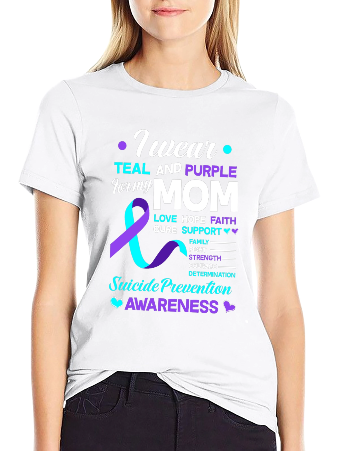 Teal and Purple Suicide Awareness T-Shirt for Mom