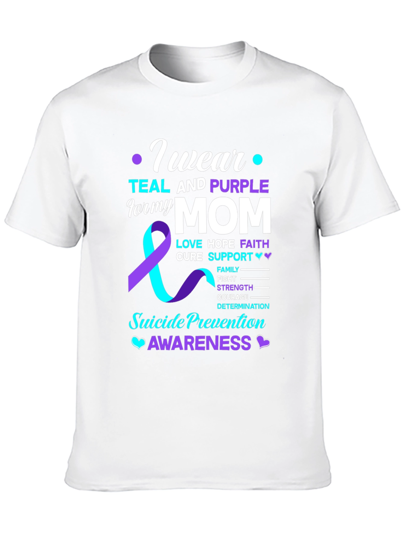 Teal and Purple Suicide Awareness T-Shirt for Mom