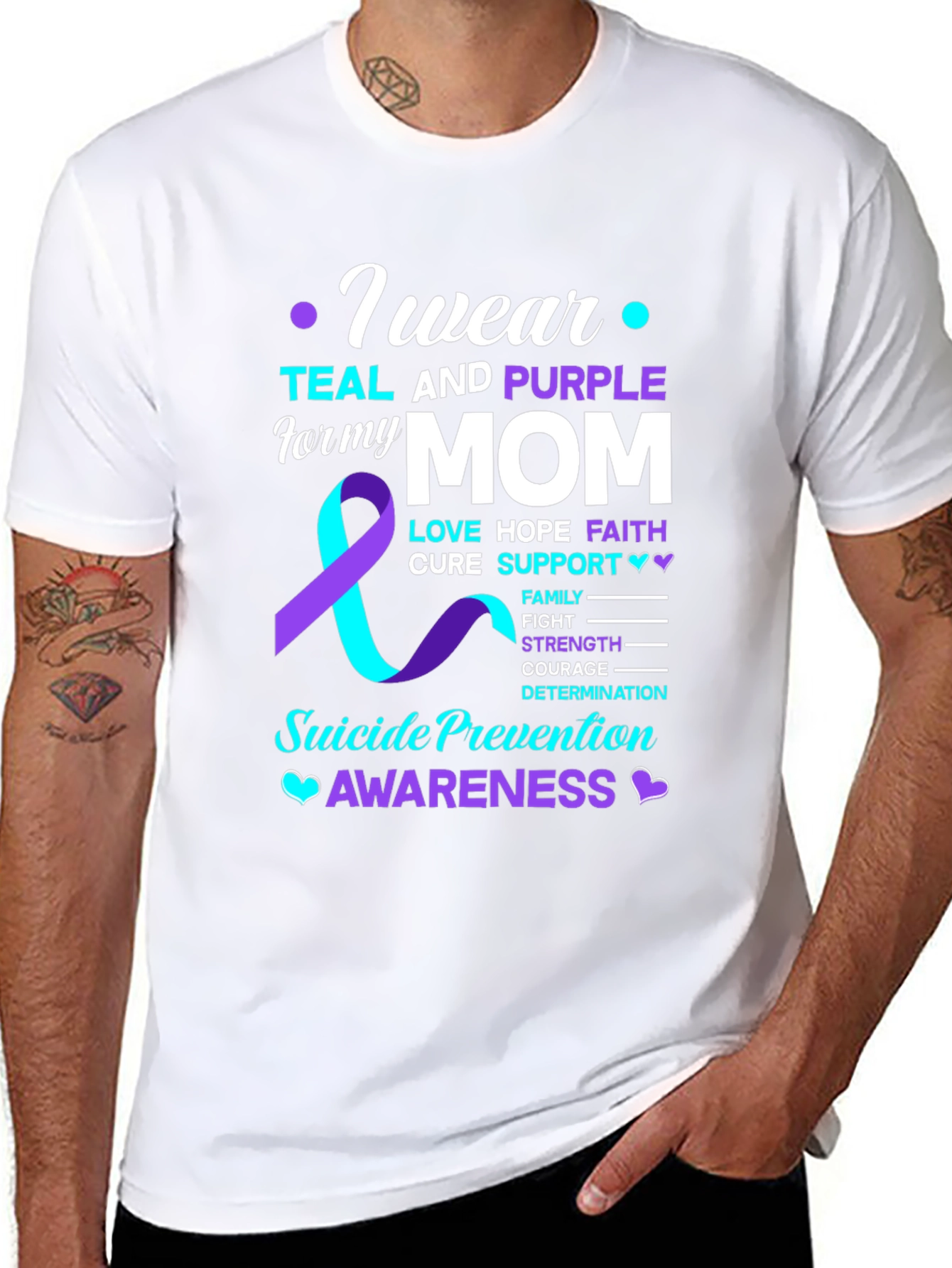 Teal and Purple Suicide Awareness T-Shirt for Mom