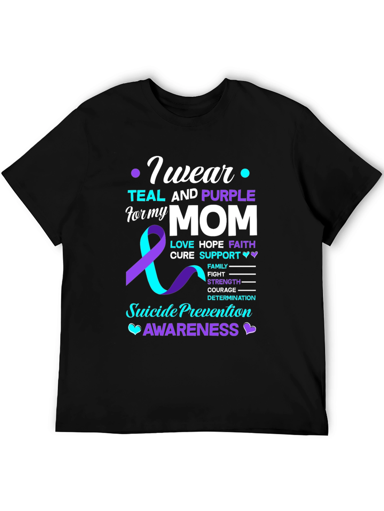 Teal and Purple Suicide Awareness T-Shirt for Mom