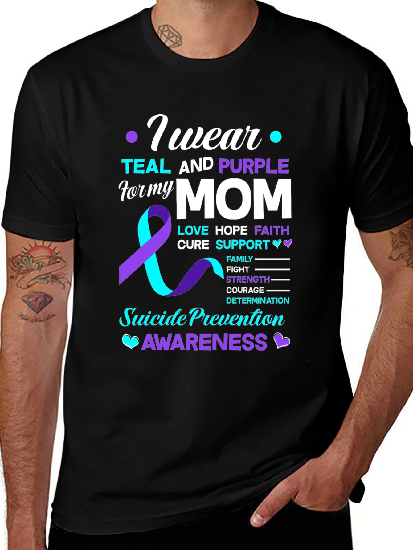 Teal and Purple Suicide Awareness T-Shirt for Mom