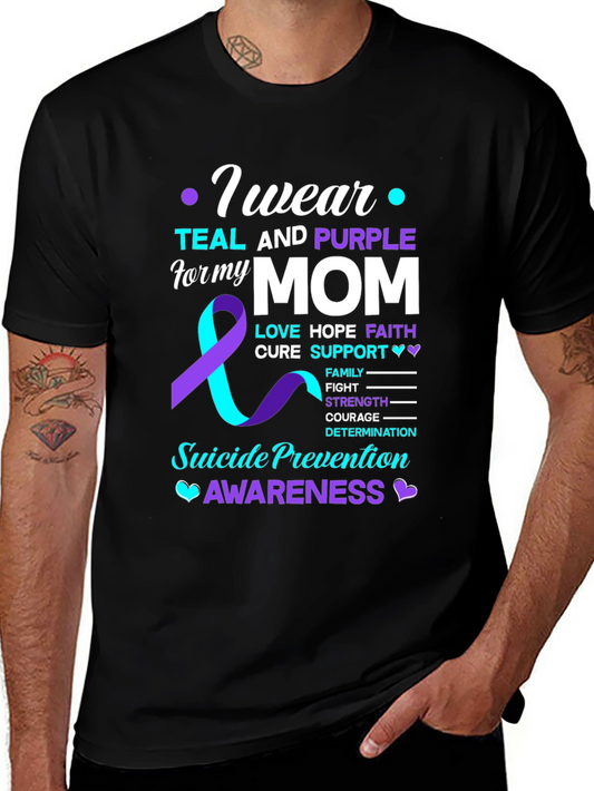 Teal and Purple Suicide Awareness T-Shirt for Mom