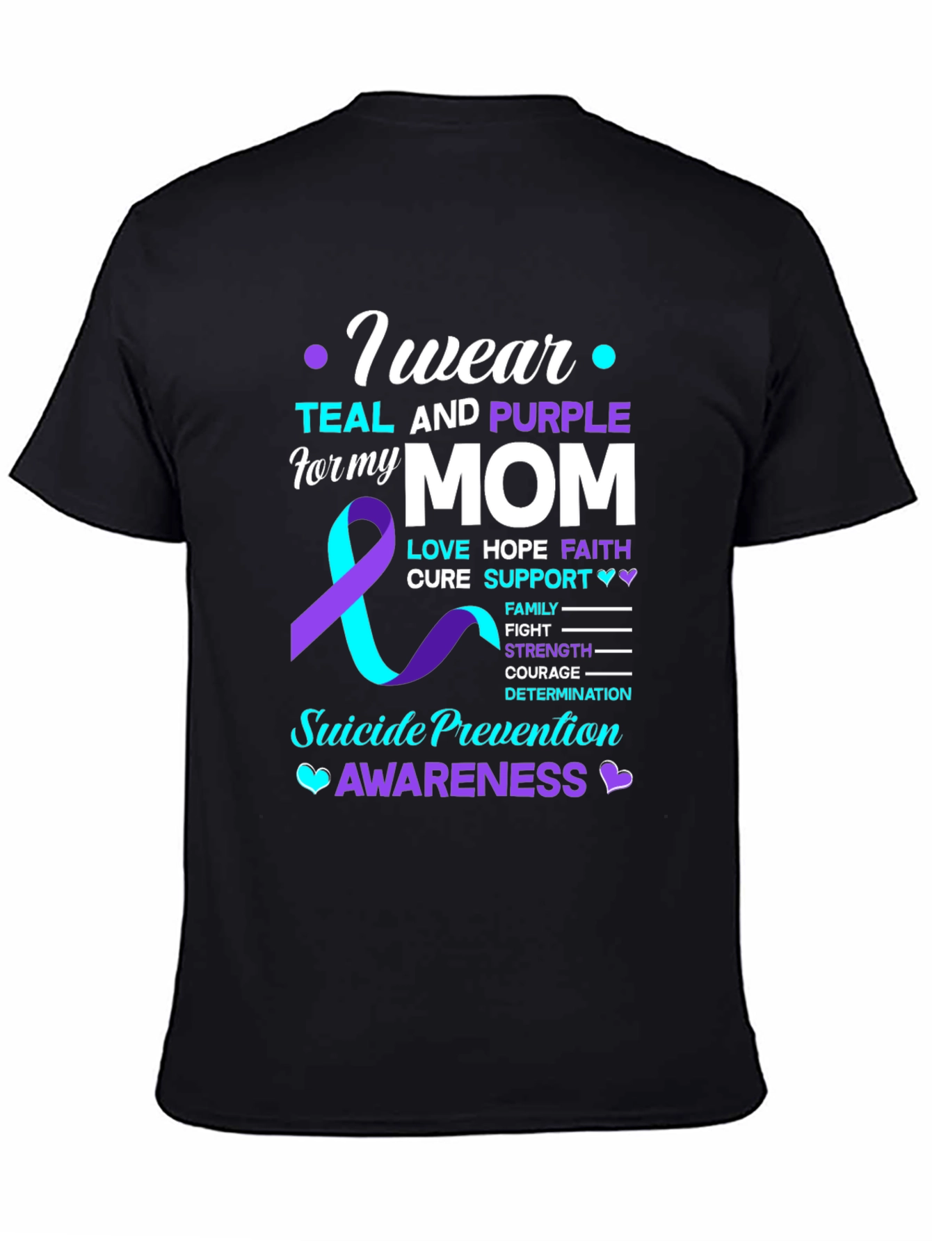 Teal and Purple Suicide Awareness T-Shirt for Mom