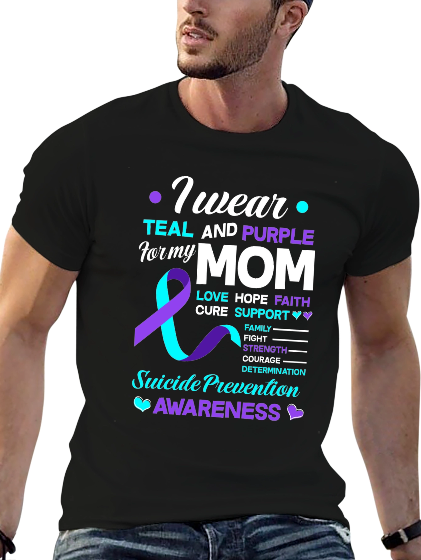 Teal and Purple Suicide Awareness T-Shirt for Mom