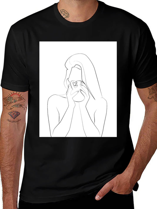 Minimalist Woman Drinking T-Shirt