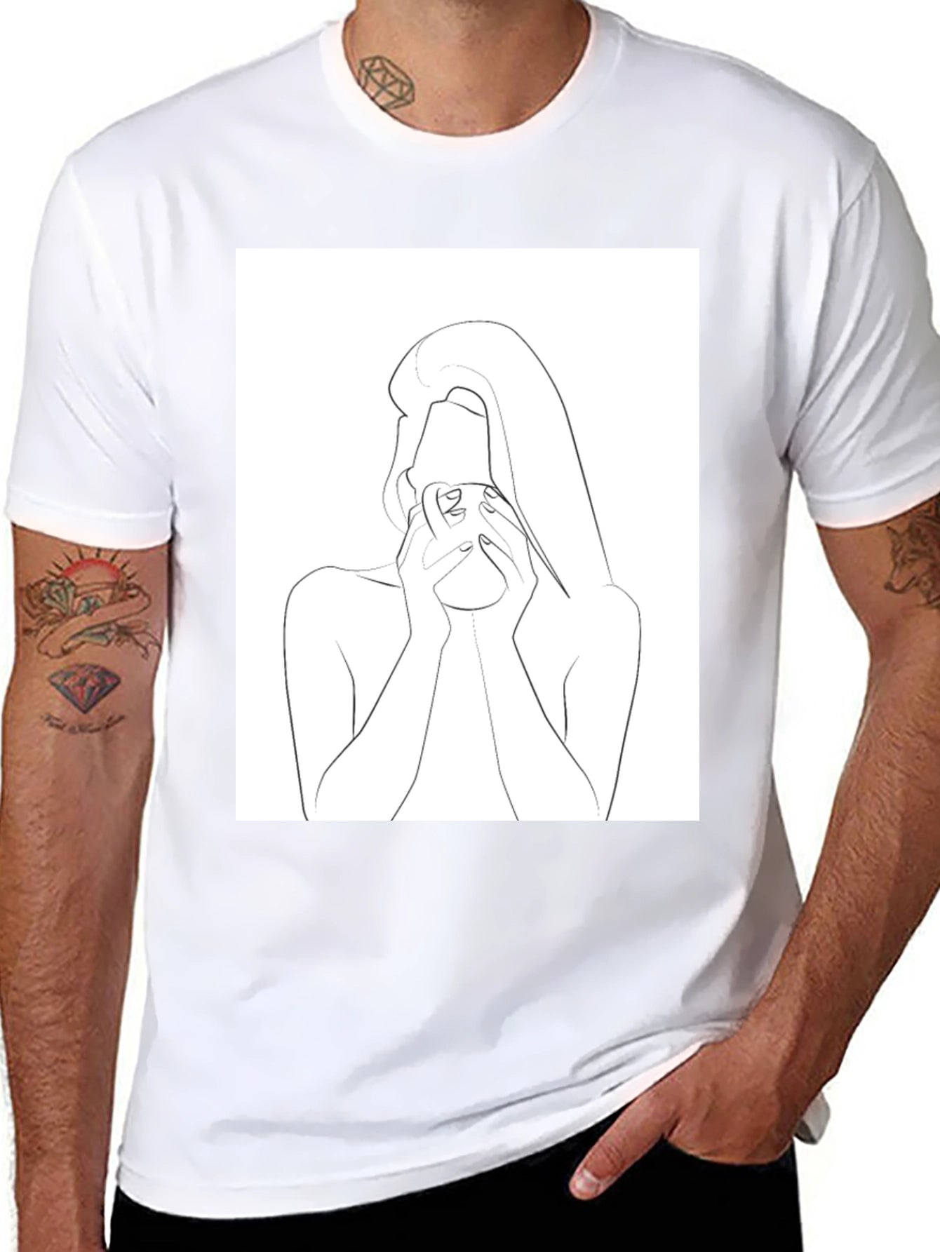 Minimalist Woman Drinking T-Shirt