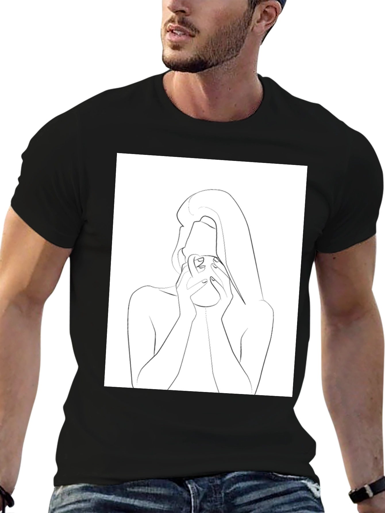 Minimalist Woman Drinking T-Shirt