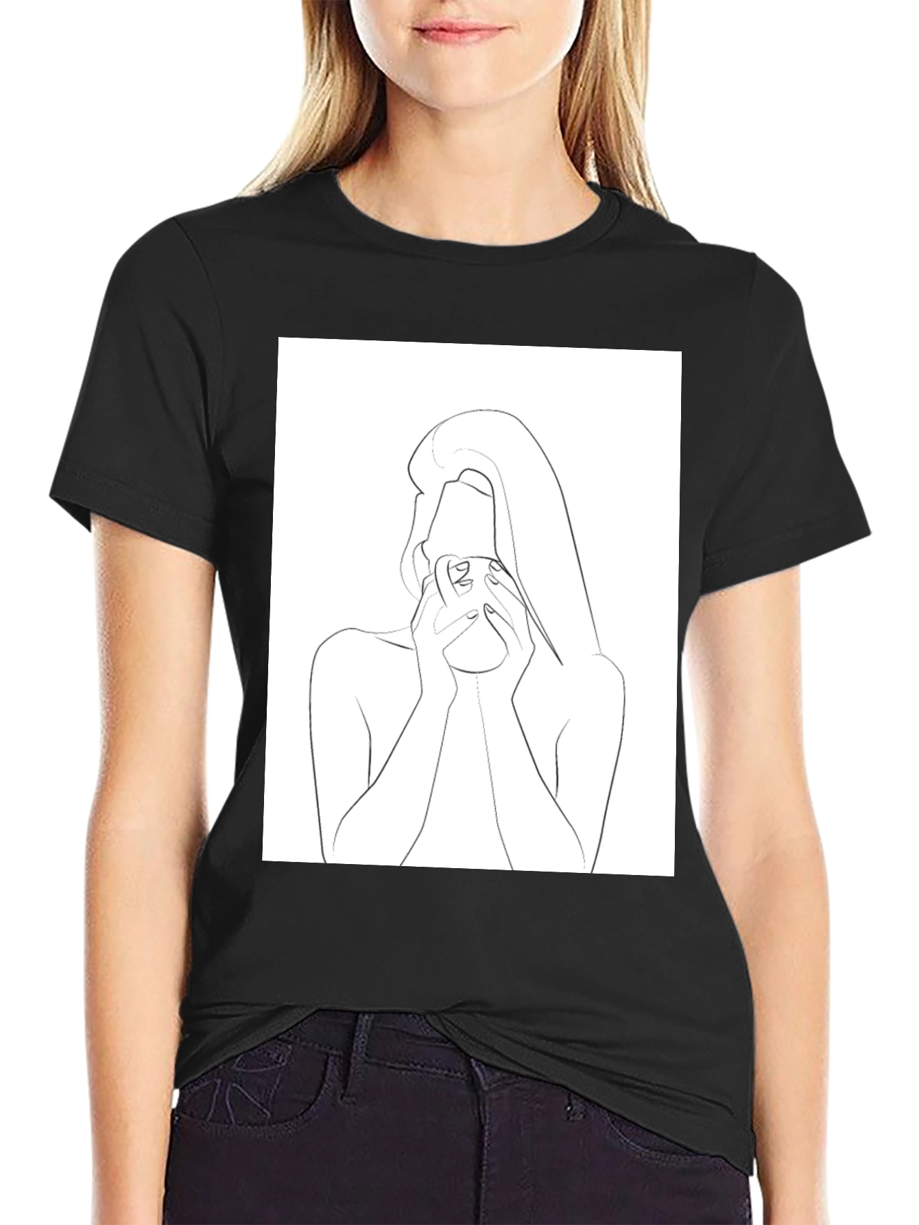 Minimalist Woman Drinking T-Shirt