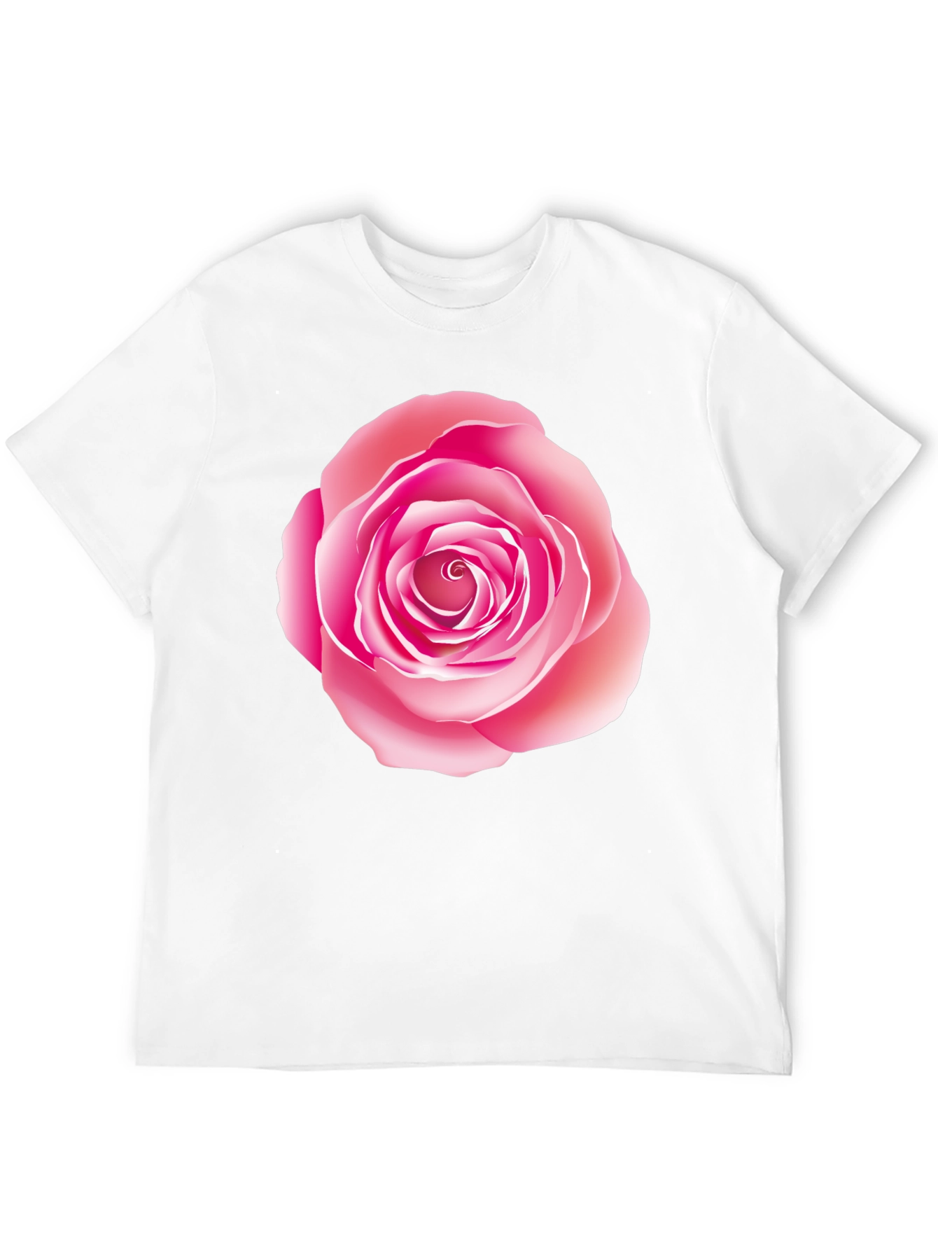 Pink Rose Graphic Print Black T-Shirt