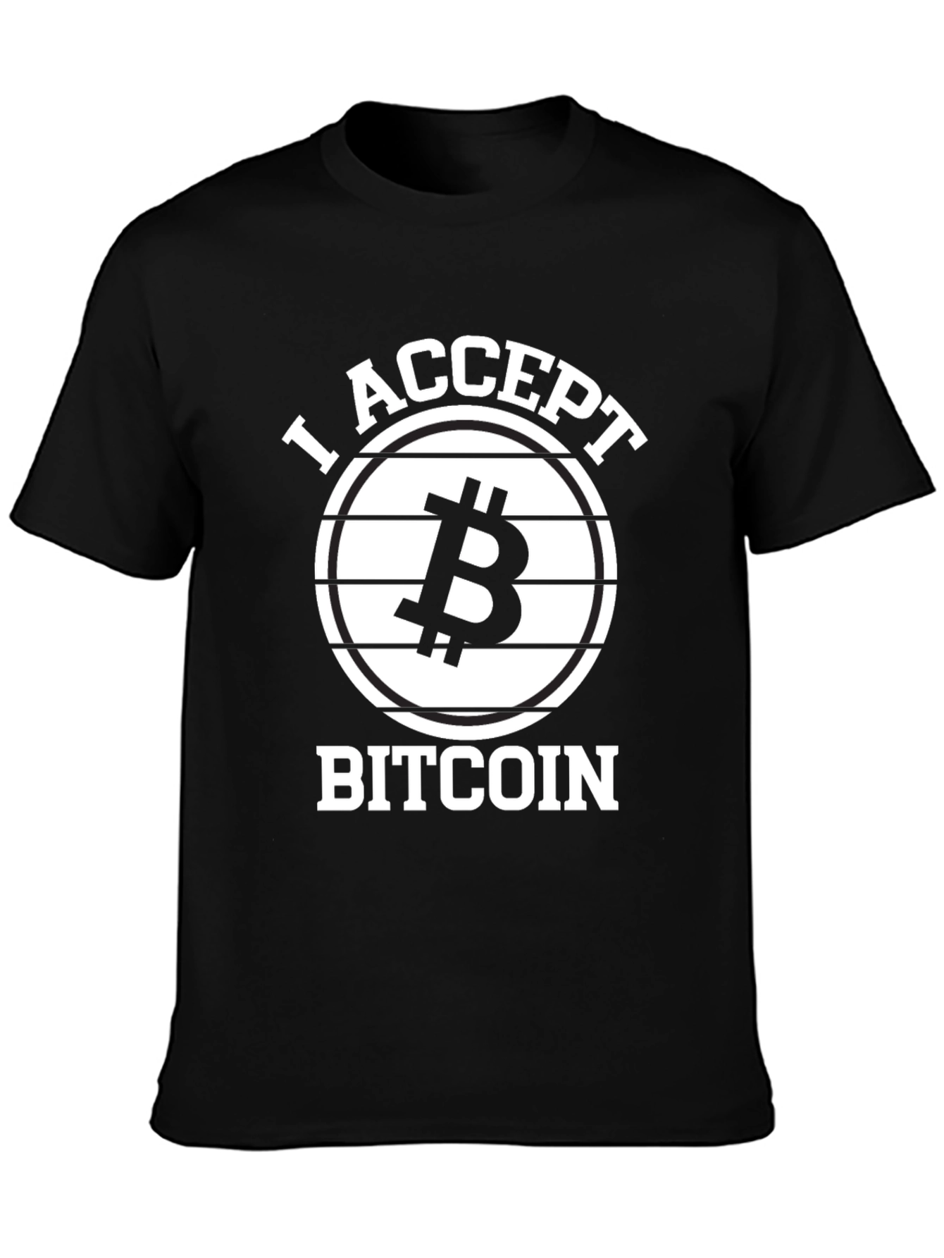 I Accept Bitcoin Black Tee - Crypto Currency T-Shirt