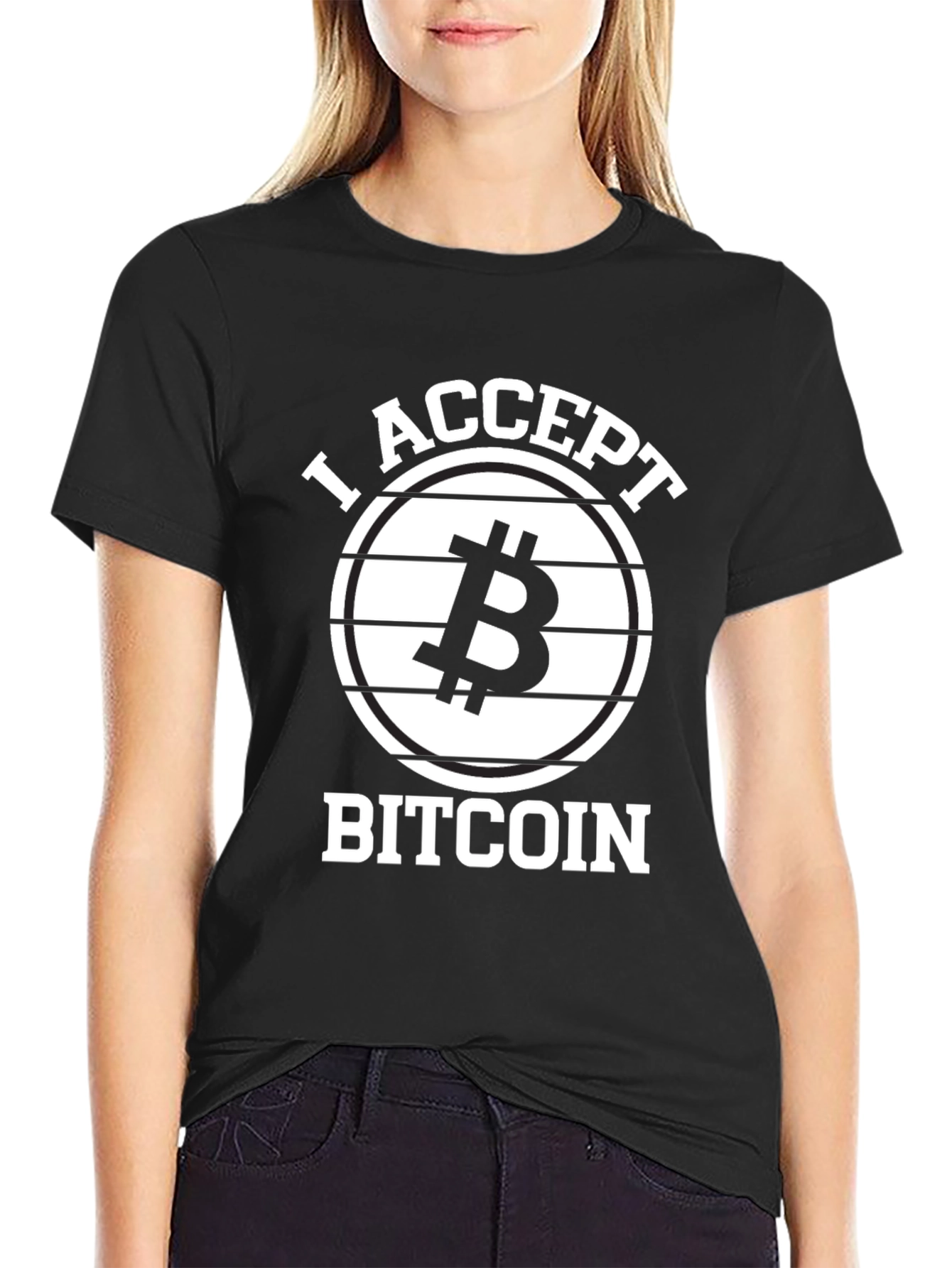 I Accept Bitcoin Black Tee - Crypto Currency T-Shirt
