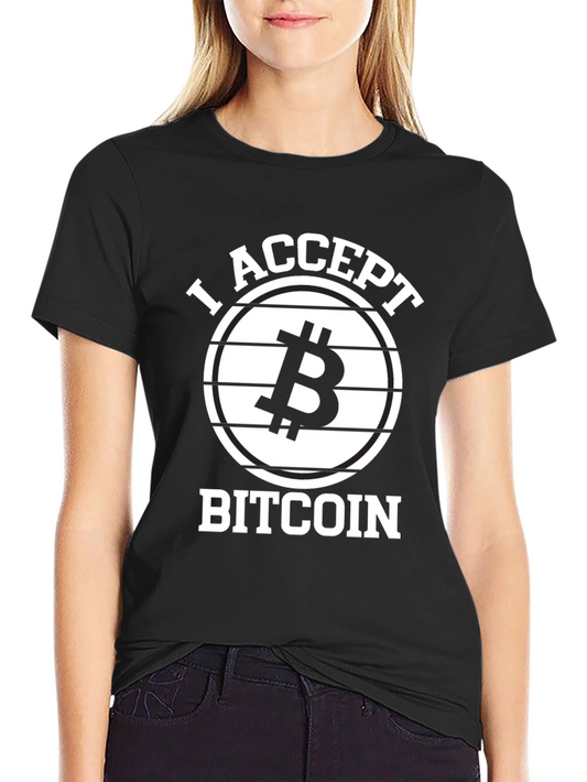 I Accept Bitcoin Black Tee - Crypto Currency T-Shirt