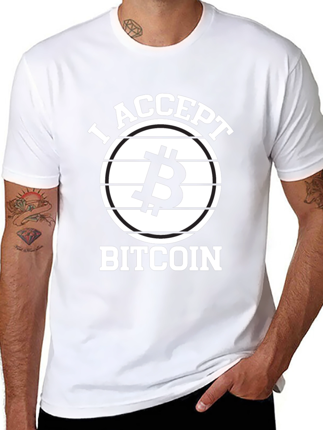 I Accept Bitcoin Black Tee - Crypto Currency T-Shirt