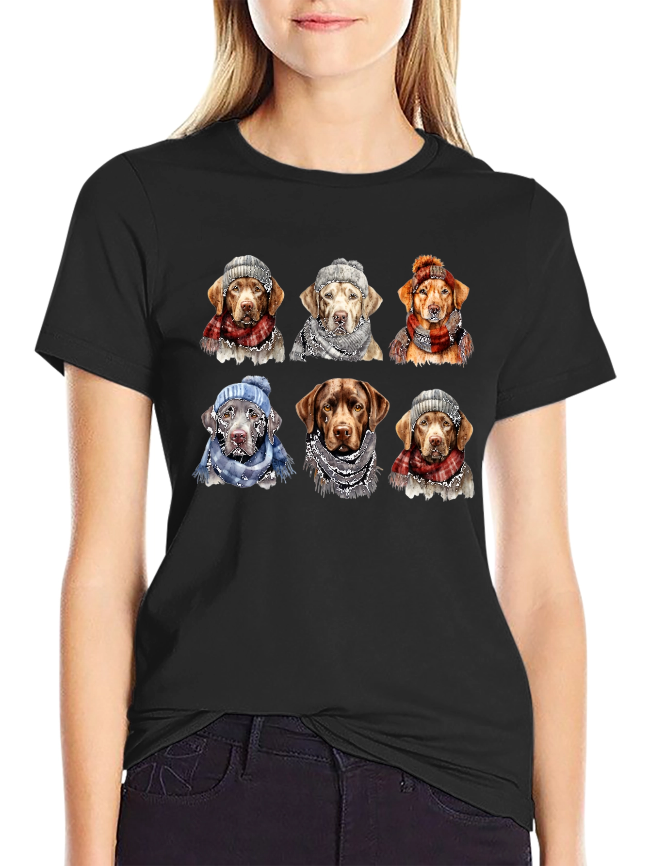Labrador Dog Christmas Winter Hat Scarf T-Shirt