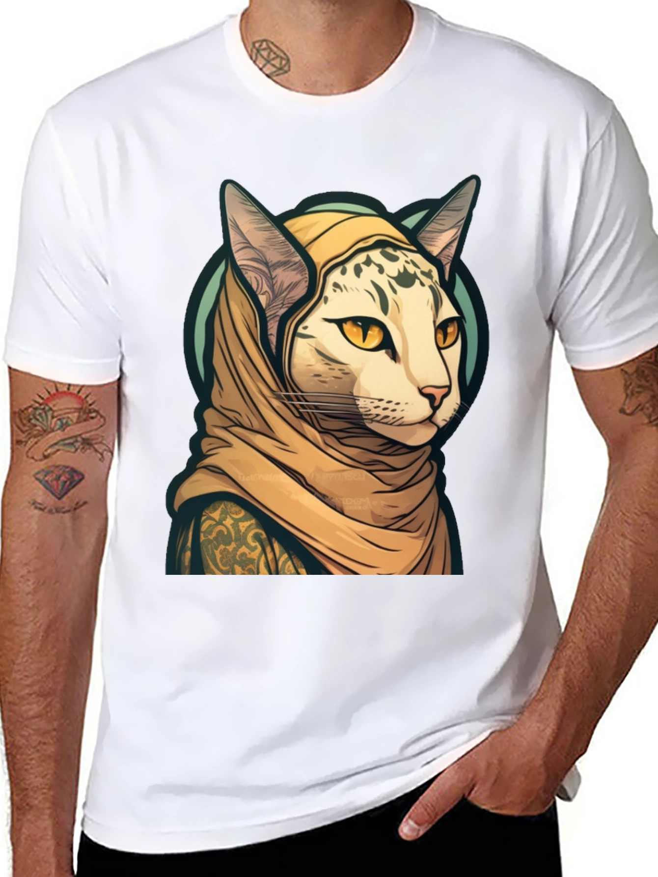 Cat in Headscarf T-Shirt - Unique Graphic Tee