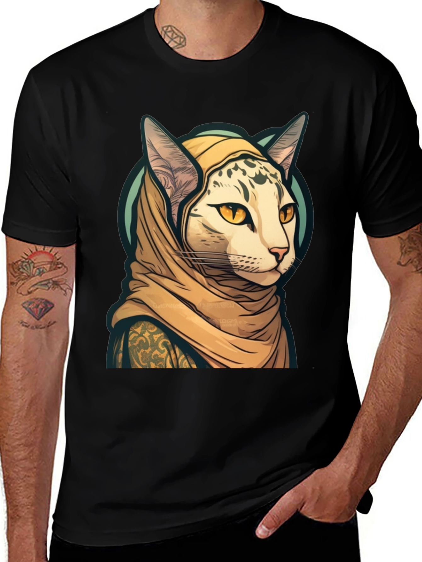 Cat in Headscarf T-Shirt - Unique Graphic Tee
