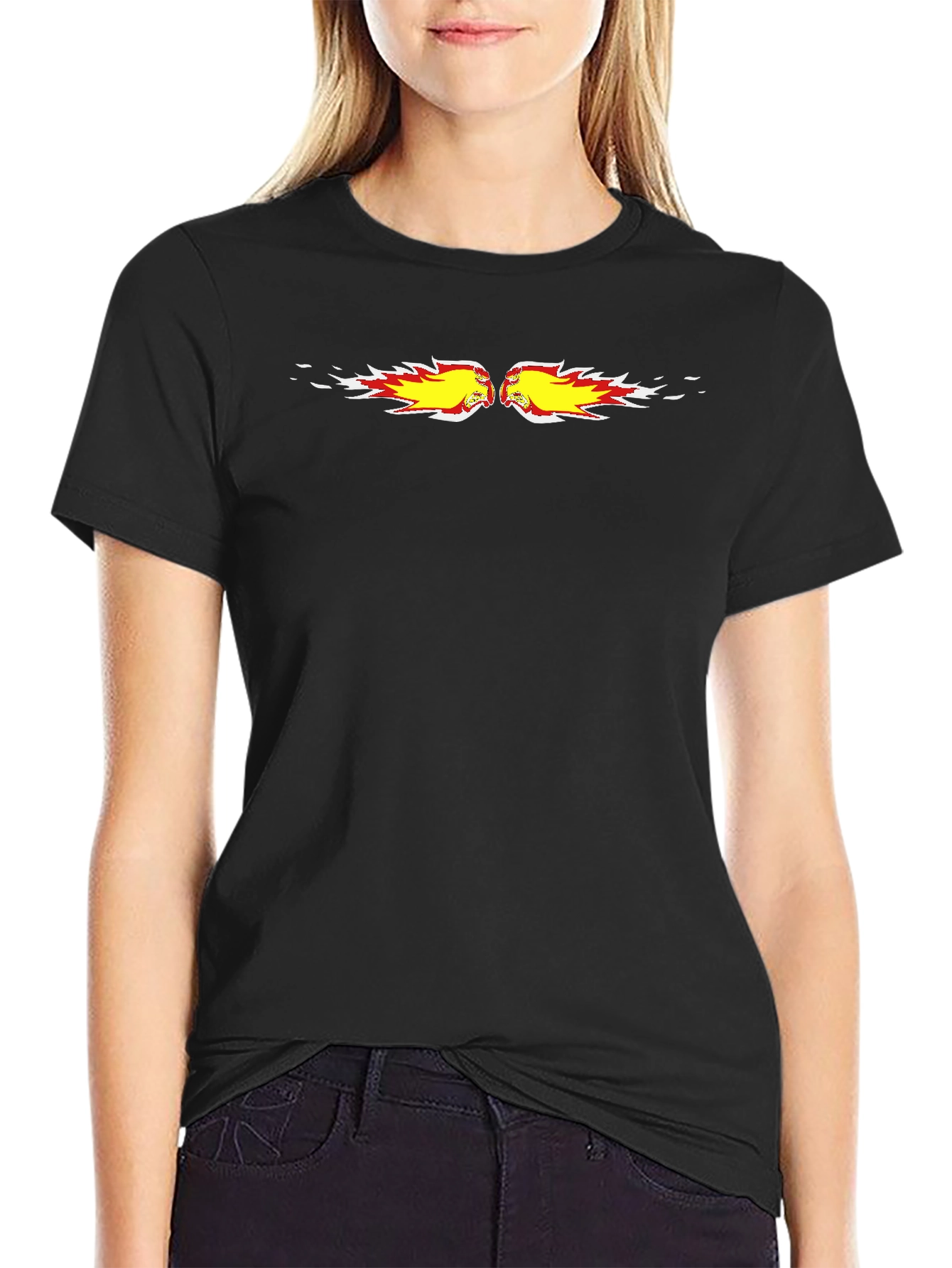 Fiery Fist Bump Graphic Black Tee