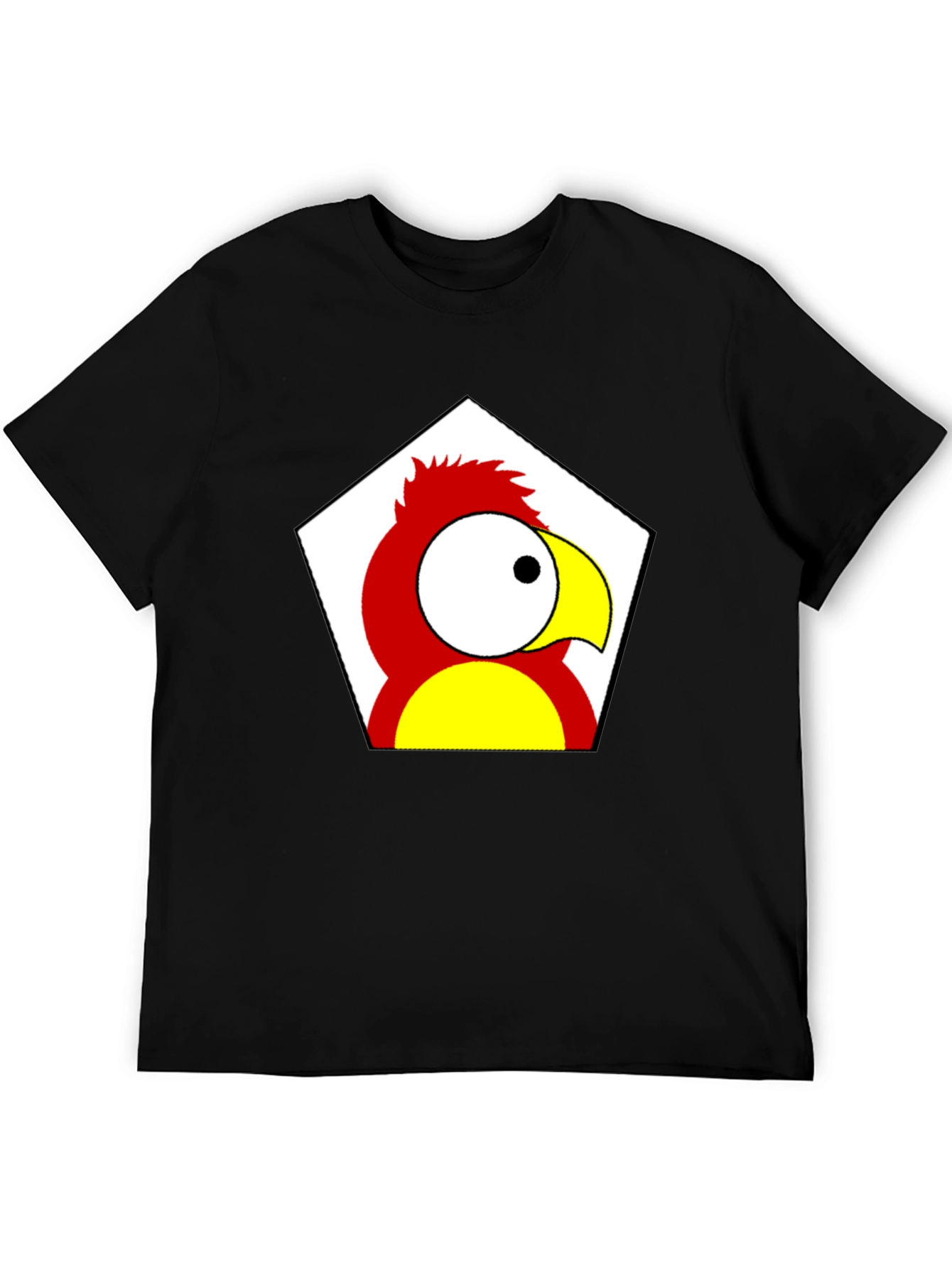 Cartoon Parrot Graphic Tee - Black Unisex T-Shirt
