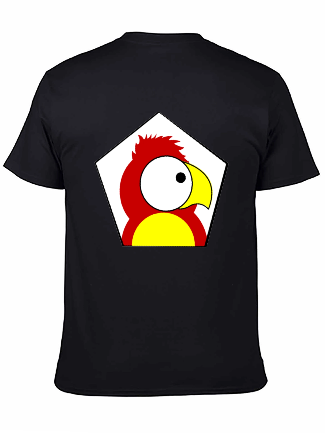 Cartoon Parrot Graphic Tee - Black Unisex T-Shirt