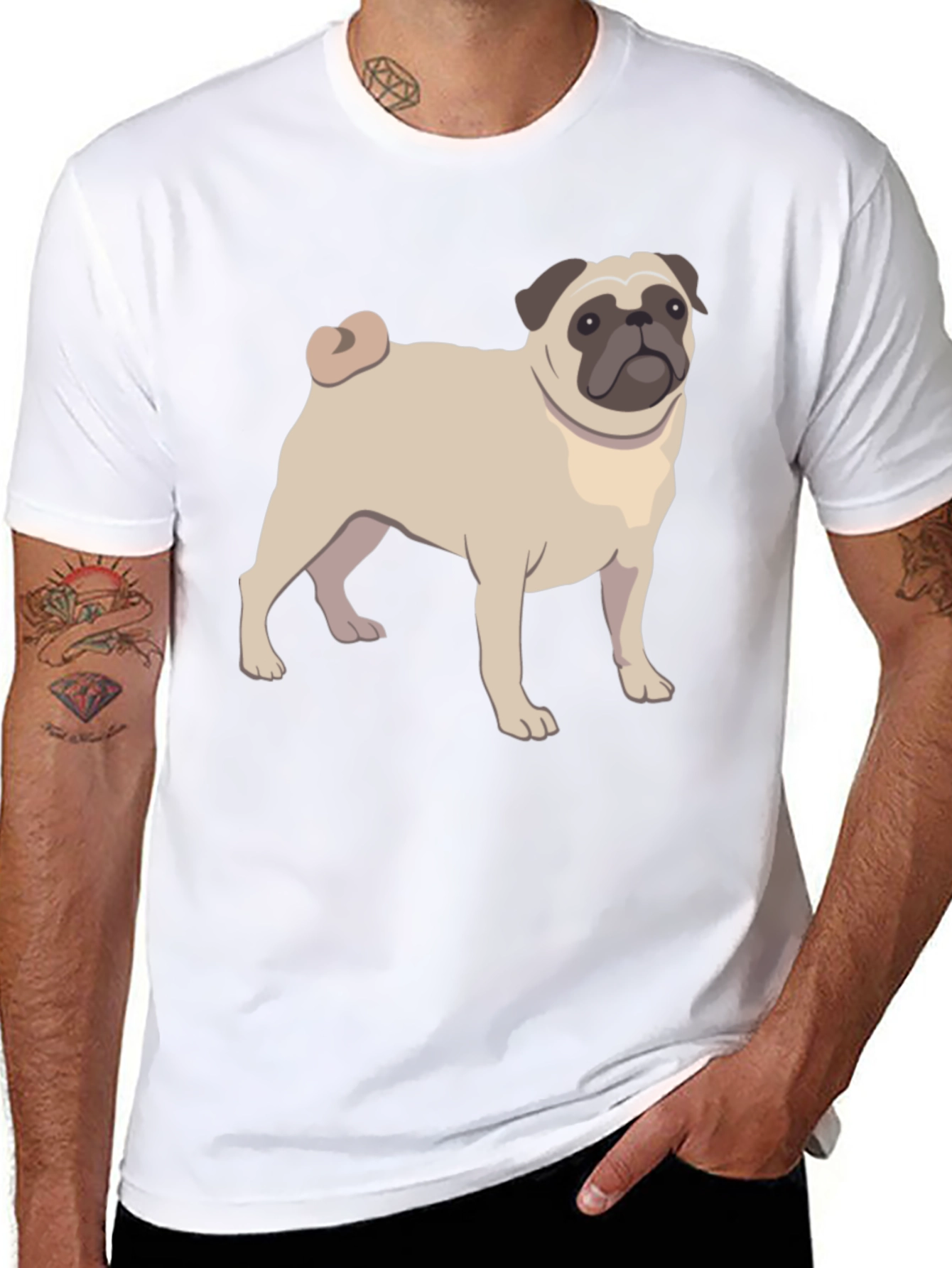 Pug Graphic T-Shirt - Black Cotton Blend