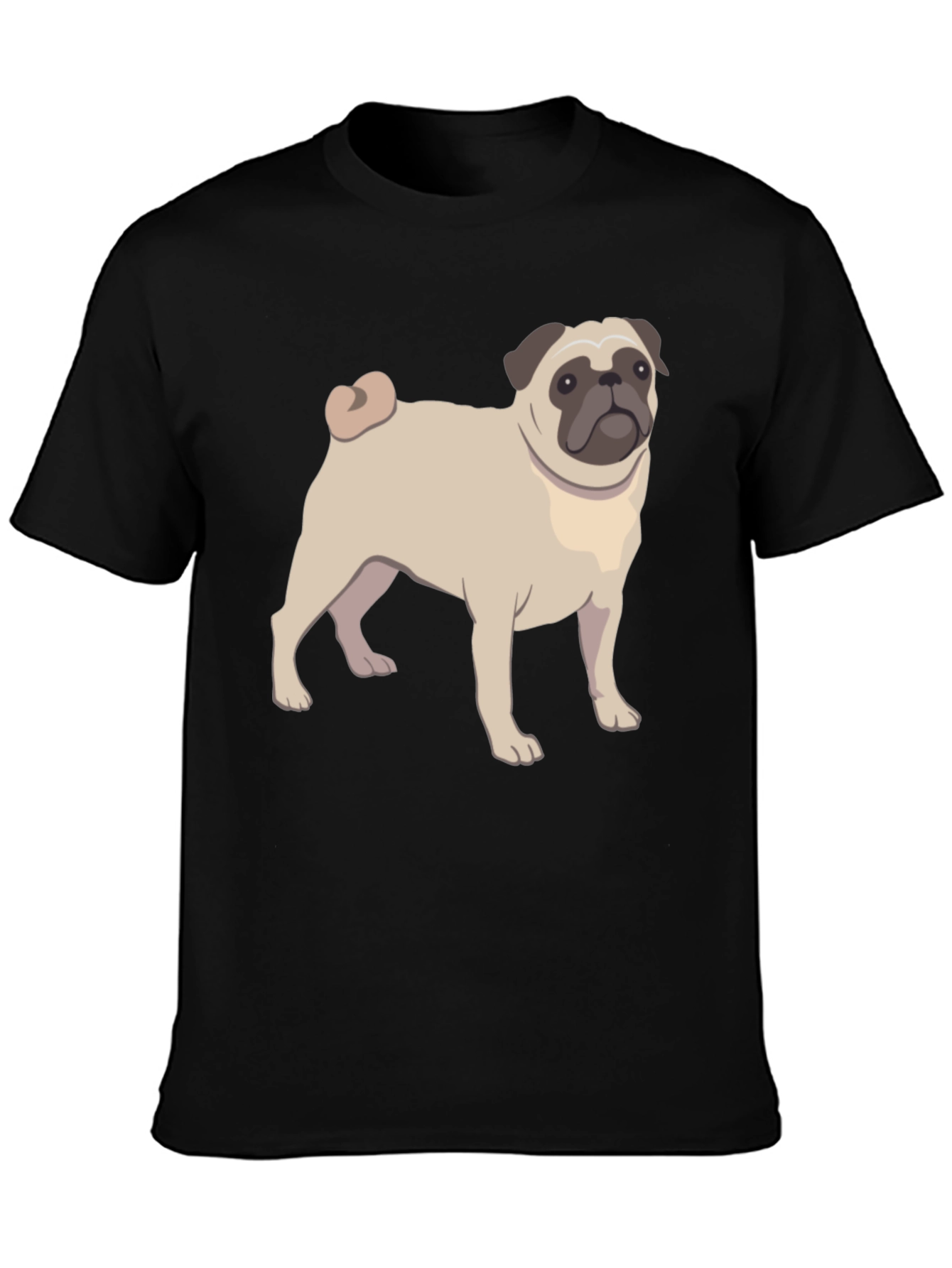 Pug Graphic T-Shirt - Black Cotton Blend