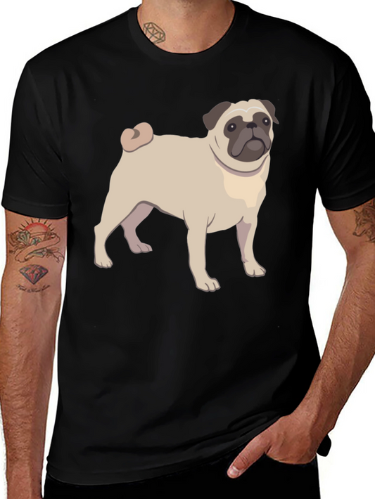 Pug Graphic T-Shirt - Black Cotton Blend