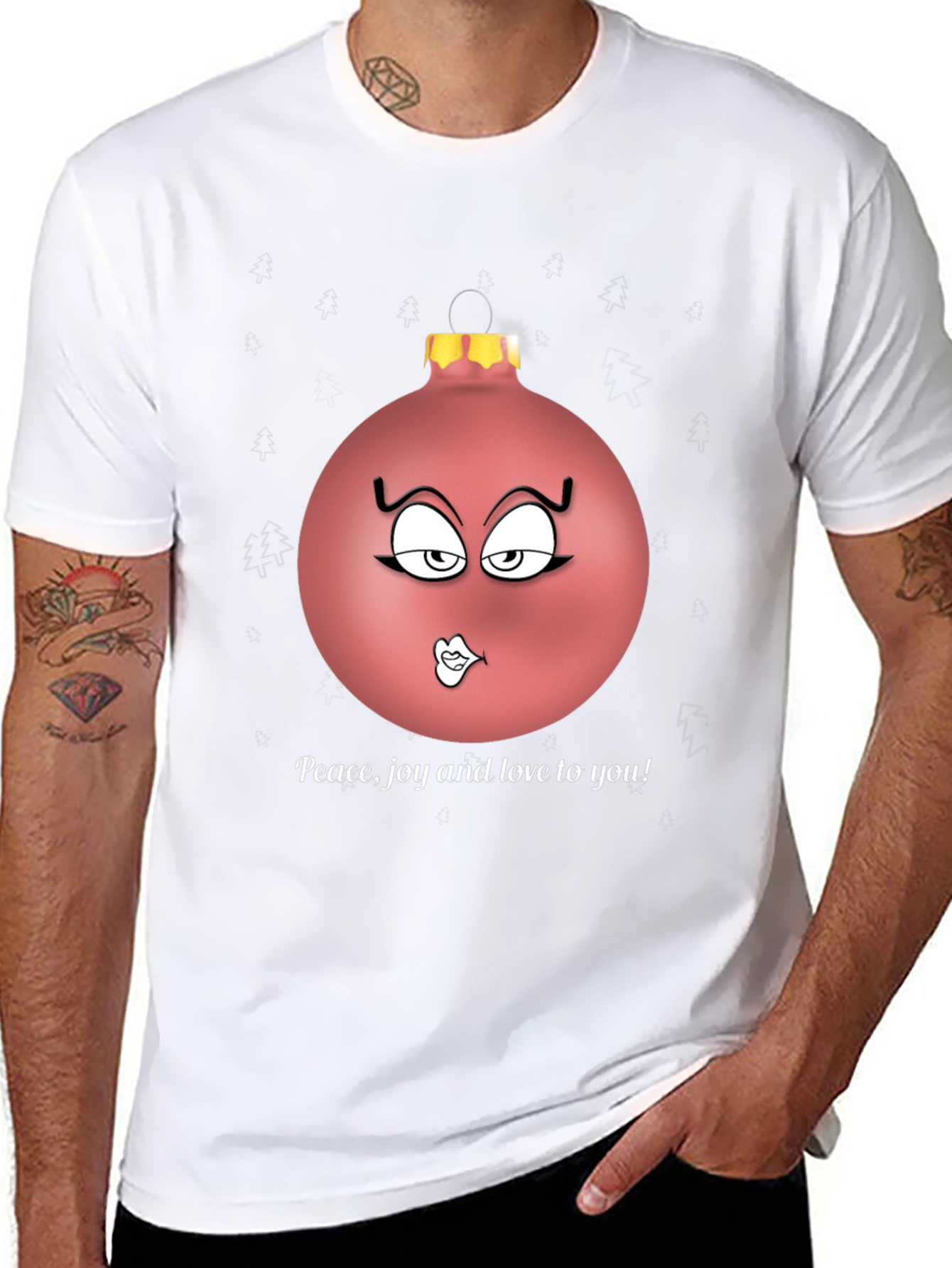 Festive Peace Joy Love Ornament Graphic Tee