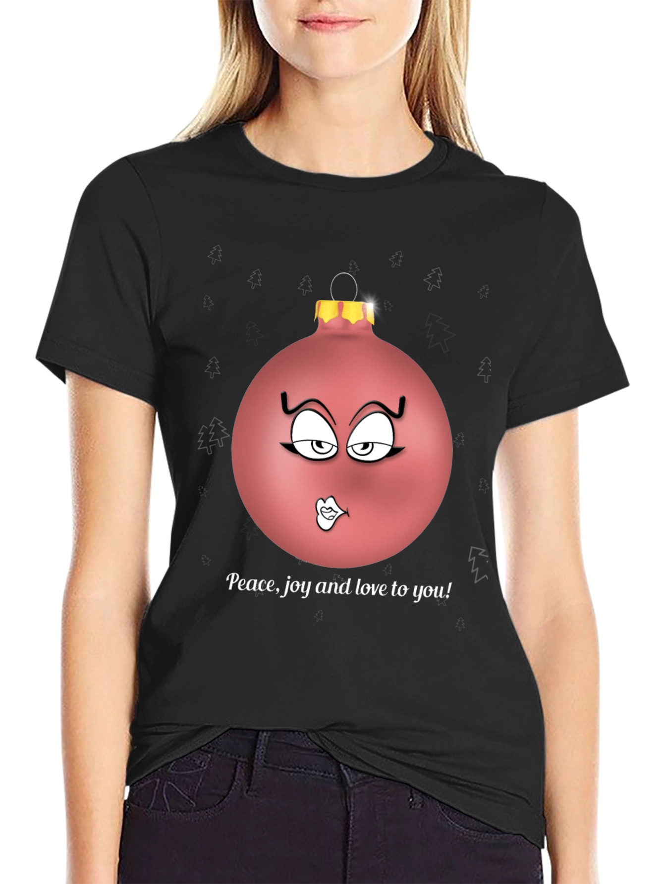 Festive Peace Joy Love Ornament Graphic Tee