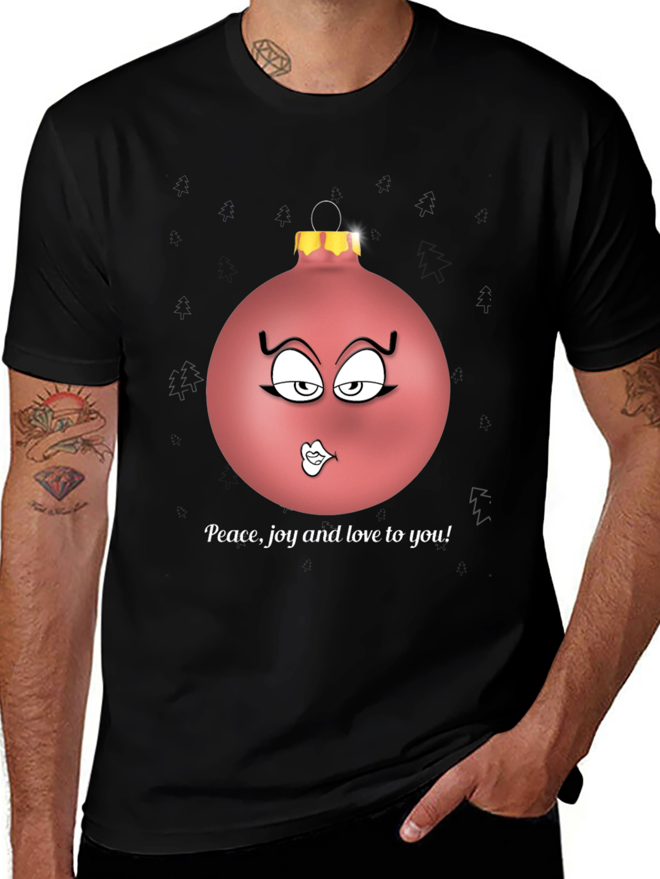Festive Peace Joy Love Ornament Graphic Tee