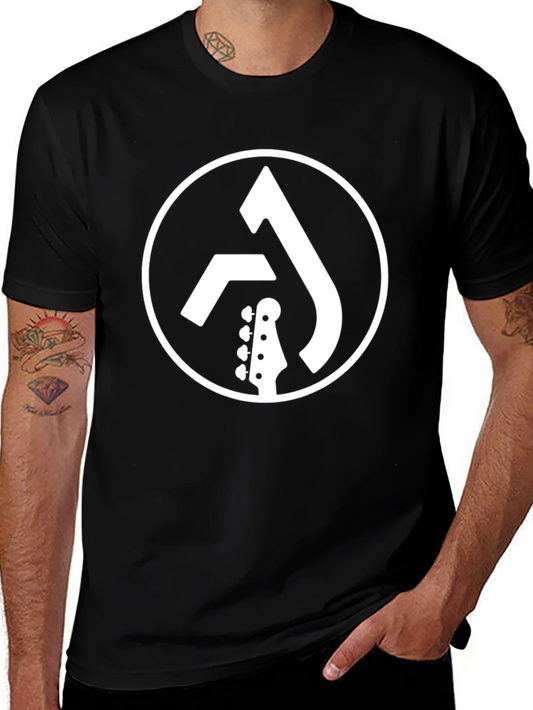 Guitar Logo Black Tee - Cool Music Shirt