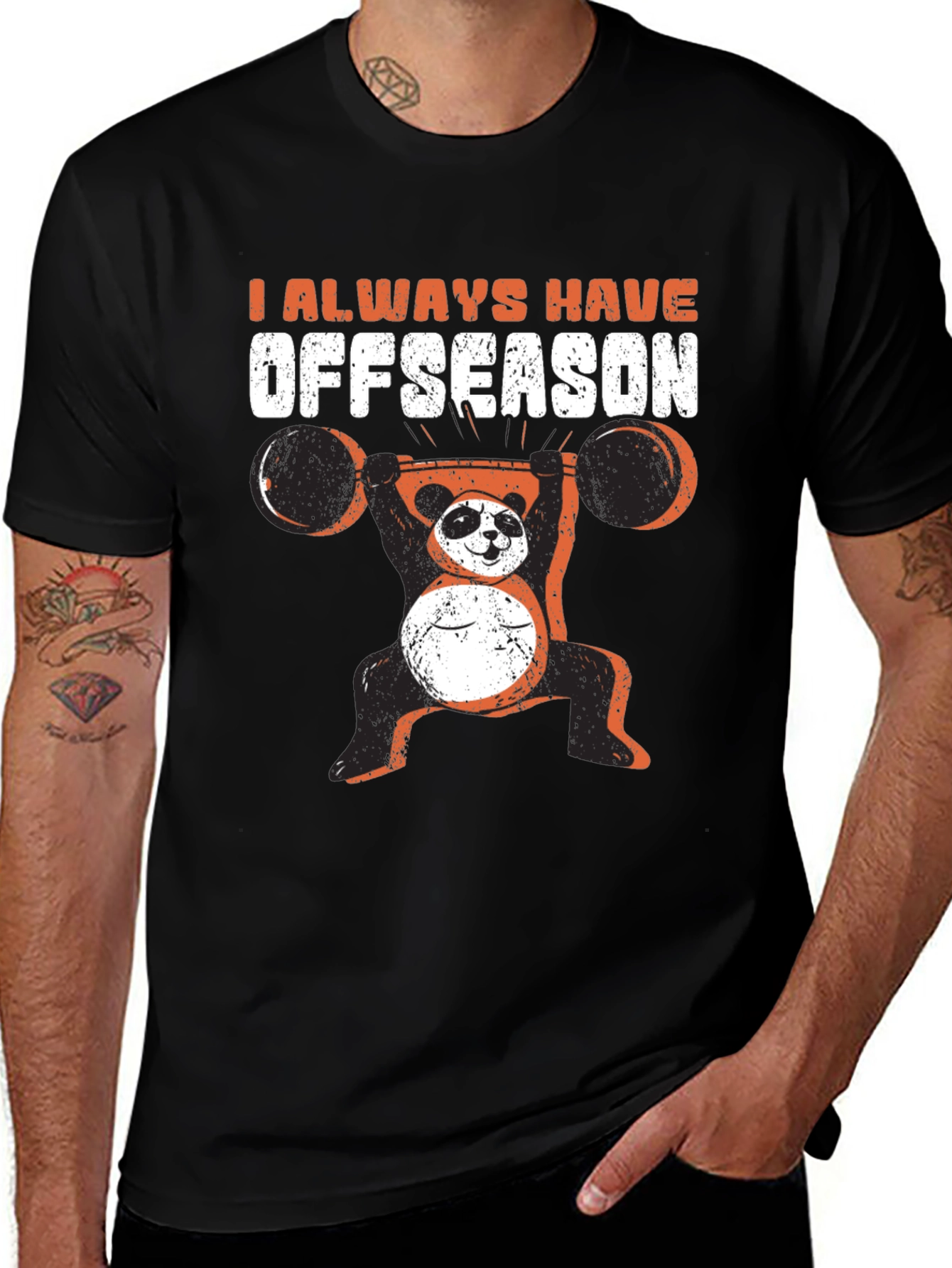 Funny Panda Offseason Black T-Shirt