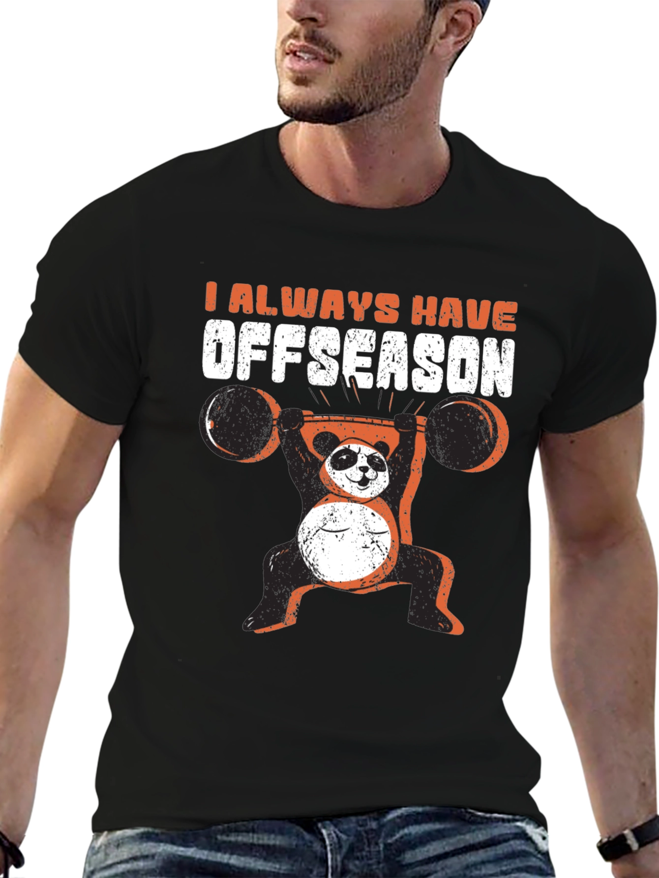 Funny Panda Offseason Black T-Shirt