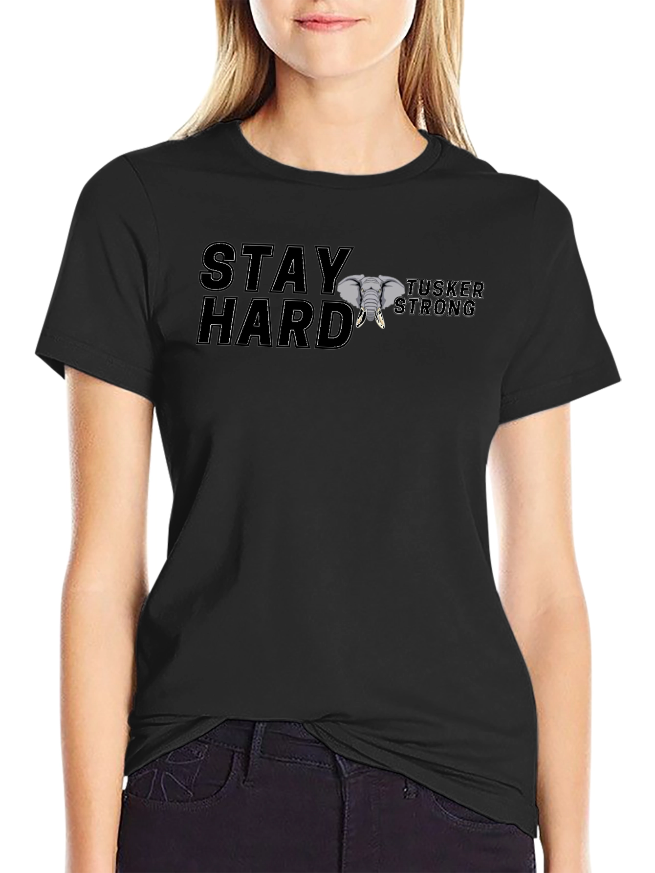 Stay Hard Tusker Strong Black T-Shirt