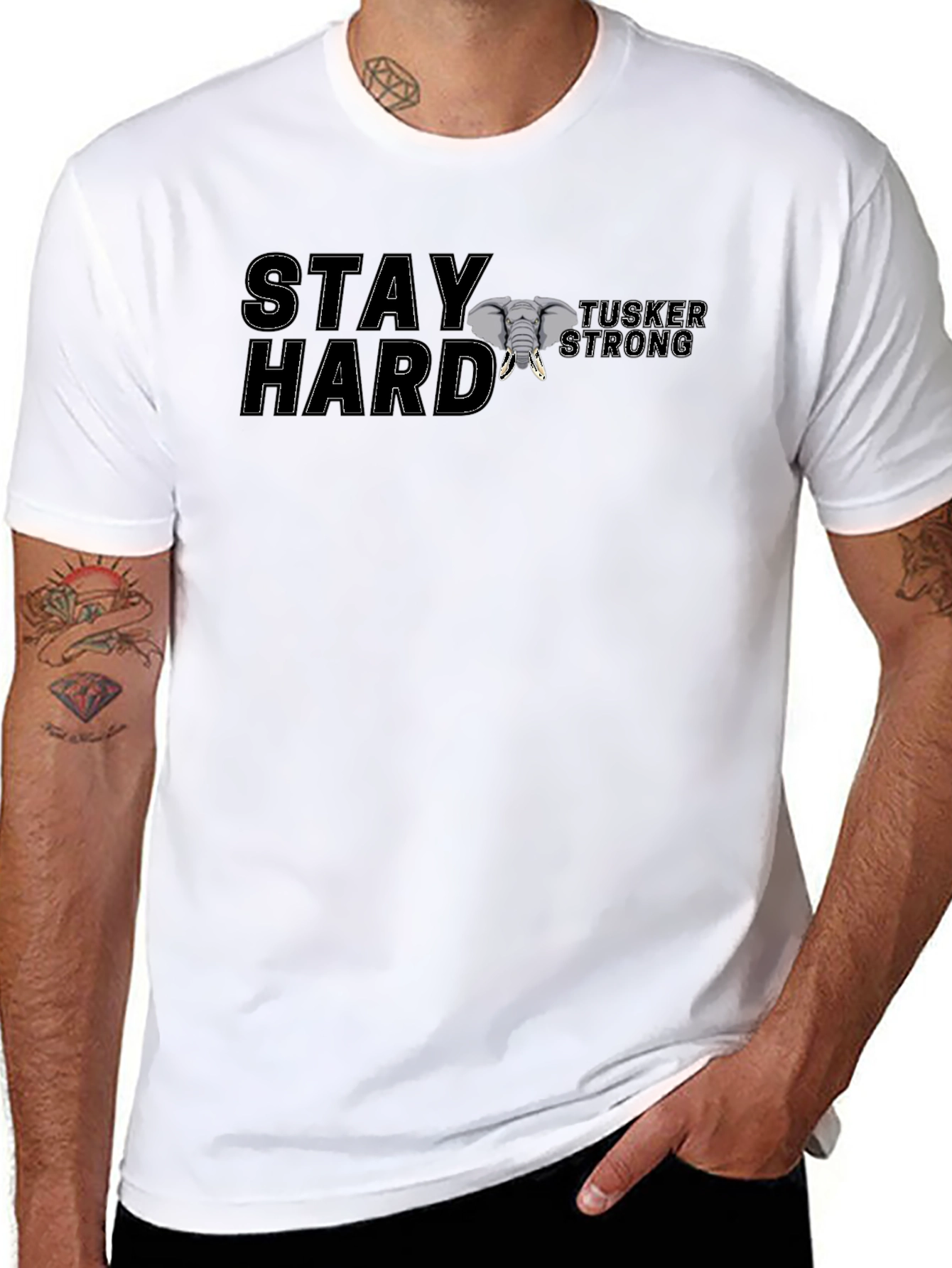 Stay Hard Tusker Strong Black T-Shirt